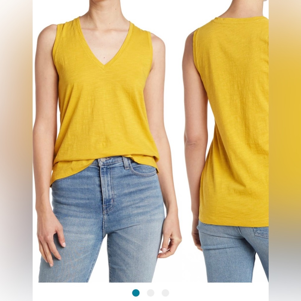 Madewell V neck 100% cotton tank golden yellow